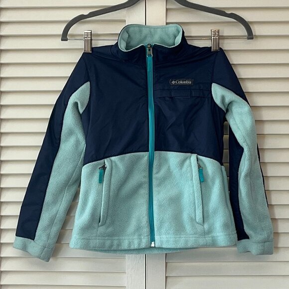 Columbia fleece jacket two-tone blue child small 7/8 unisex - Picture 1 of 9
